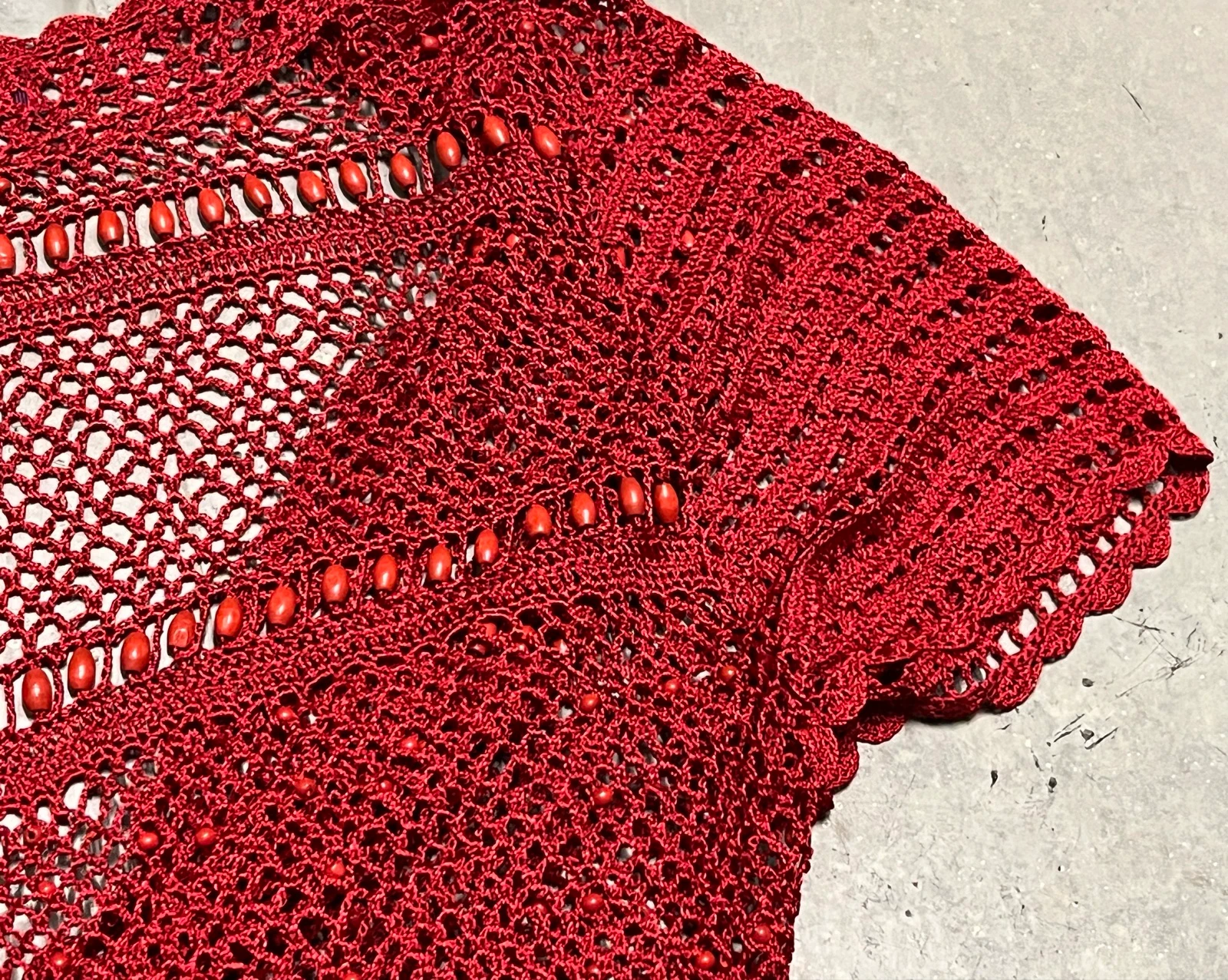 Bolero de ganchillo rojo con cuentas – photo 18